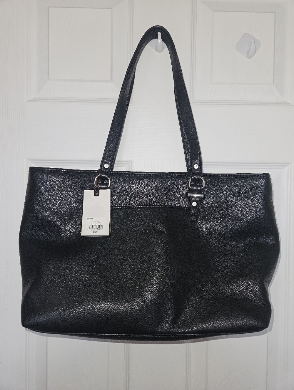 NWT Dana Buchman Black Pebbled Leather Shoulder Bag - Picture 2 of 2